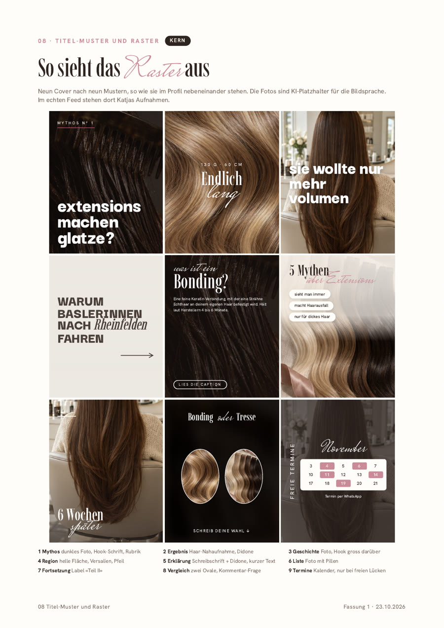 Geplantes Instagram-Raster aus dem Brandbook